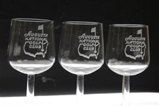 Three Augusta National Golf Club Members Wine Glasses