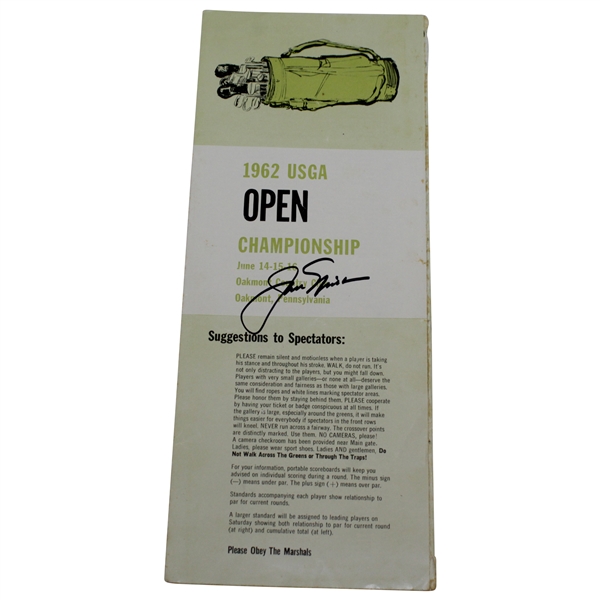 Jack Nicklaus Signed 1962 US Open at Oakmont CC Spectator Guide JSA #HH13855