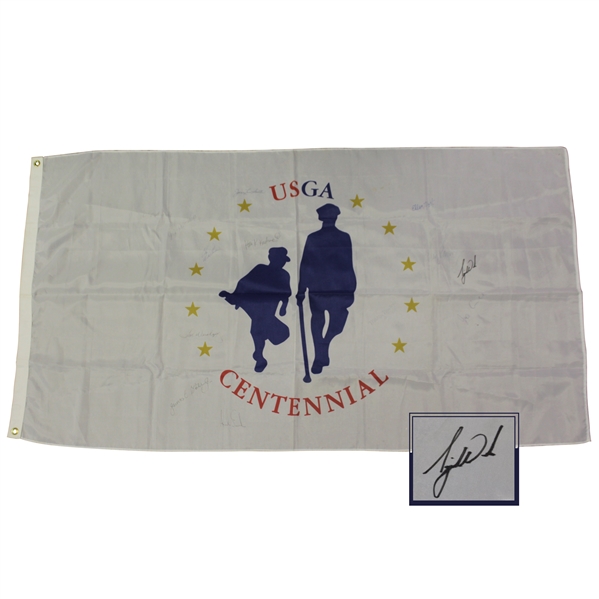 Tiger Woods & others Signed 1995 USGA Centennial House Flag - One of a Kind JSA ALOA