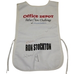 Arnold Palmer, Sam Saunders, Dave & Ron Stockton Signed Office Depot Father/Son Caddie Bib JSA ALOA