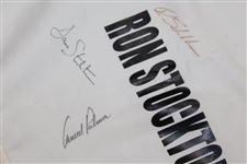 Arnold Palmer, Sam Saunders, Dave & Ron Stockton Signed Office Depot Father/Son Caddie Bib JSA ALOA
