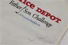 Arnold Palmer, Sam Saunders, Dave & Ron Stockton Signed Office Depot Father/Son Caddie Bib JSA ALOA