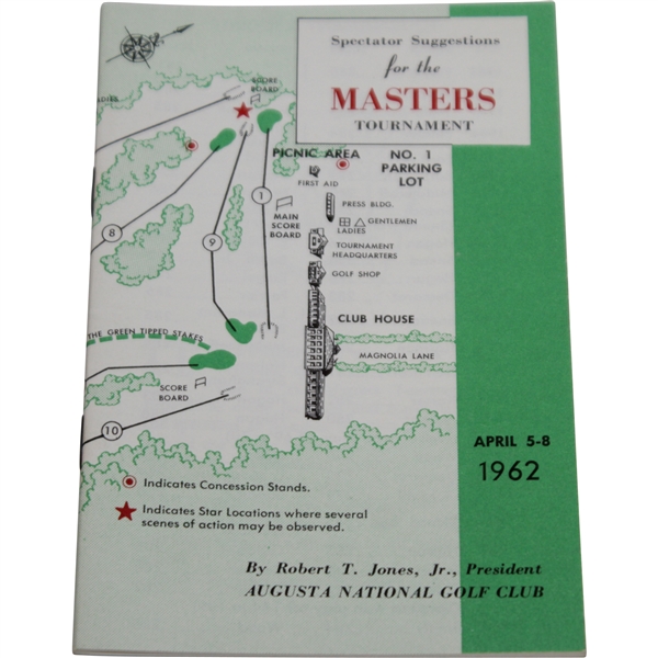 1962 Masters Tournament Spectator Guide - Arnold Palmer Winner