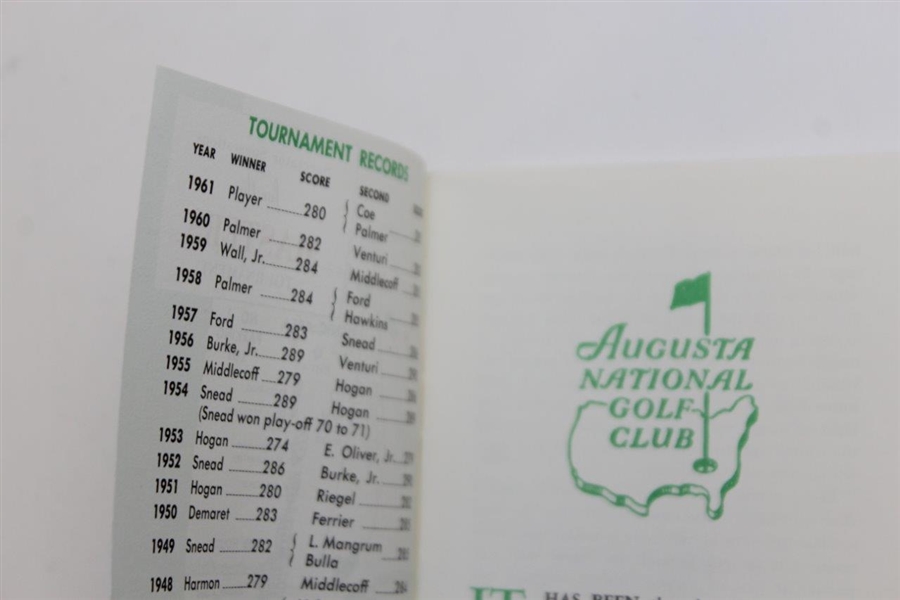 1962 Masters Tournament Spectator Guide - Arnold Palmer Winner