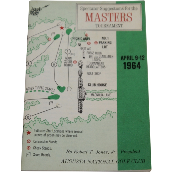 1964 Masters Tournament Spectator Guide - Arnold Palmer Winner