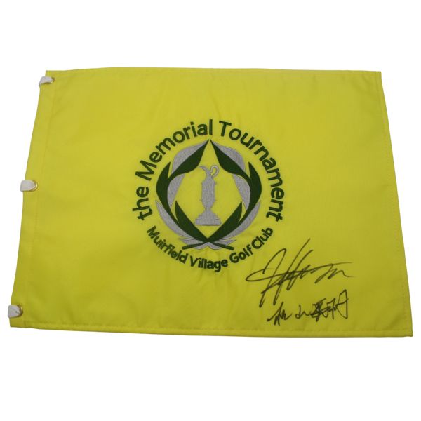 Hideki Matsuyama Signed Memorial Tournament Embroidered Flag - English and Japanese JSA COA