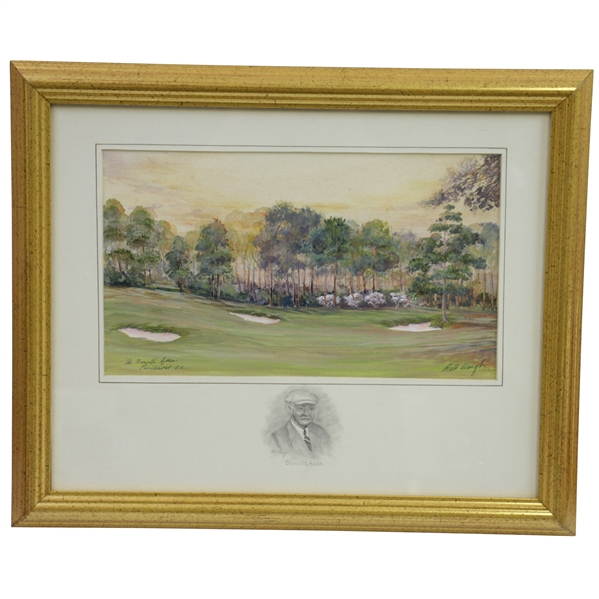 Pinehurst Fourth Green Painting Print with Donald Ross Remarque by Artist Bill Waugh - Framed 