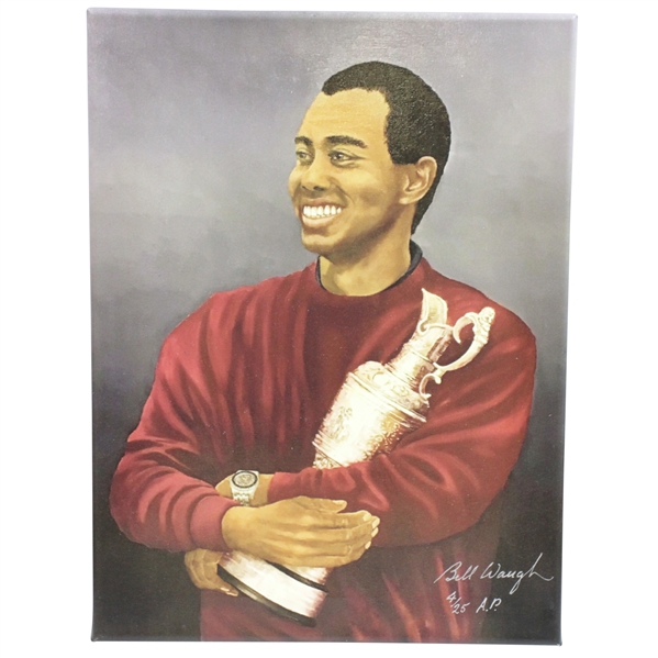 Tiger Woods with Claret Jug Ltd Ed Canvas Print by Bill Waugh #4/25