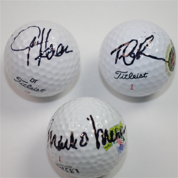 Mark O Meara, Tom Lehman and Jay Haas Signed Golf Balls JSA ALOA
