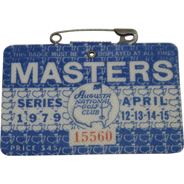 1979 Masters Tournament Series Badge #15560 - Fuzzy Zoeller Winner