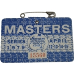 1979 Masters Tournament Series Badge #15560 - Fuzzy Zoeller Winner