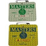 1985 & 1987 Masters Series Badges #X9114 & #A03023 - Langer & Mize Winners