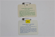 1985 & 1987 Masters Series Badges #X9114 & #A03023 - Langer & Mize Winners