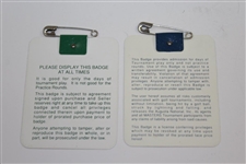 1991 & 1992 Masters Series Badges #A099370 & #A03283 - Woosnam & Couples Winners