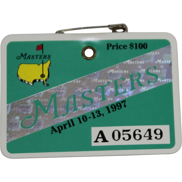1997 Masters Tournament Series Badge #A05649 - Tiger Woods First Masters Win