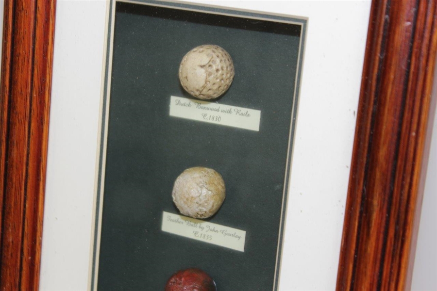 Classic 'Evolution of the Golf Ball' Framed Presentation Display - Facsimile Examples
