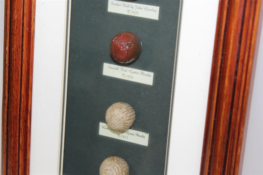 Classic 'Evolution of the Golf Ball' Framed Presentation Display - Facsimile Examples