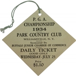 1934 PGA Championship at Park Country Club Wednesday Ticket - Paul Runyan Winner