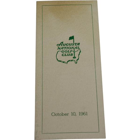 1961 Augusta National Golf Club Membership Directory with Key Dates/Info - Oct. 10, 1961
