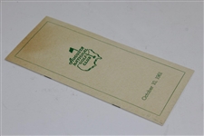 1961 Augusta National Golf Club Membership Directory with Key Dates/Info - Oct. 10, 1961