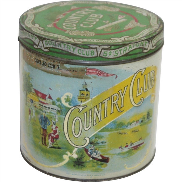 Vintage Country Club Large Round W.H. Snyder & Sons Cigar Tin - Fact. No. 752