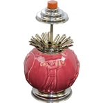 Circa 1920 Rookwood Golf Cranberry Cigarette Dispenser with Sports Themes