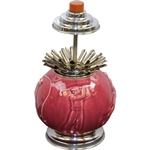 Circa 1920 Rookwood Golf Cranberry Cigarette Dispenser with Sports Themes