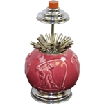 Circa 1920 Rookwood Golf Cranberry Cigarette Dispenser with Sports Themes