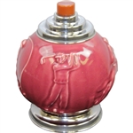 Circa 1920 Rookwood Golf Cranberry Cigarette Dispenser with Sports Themes