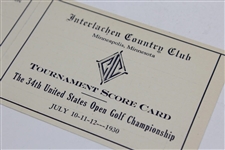 1930 US Open at Interlachen Country Club Official Scorecard - Bobby Jones Grand Slam!