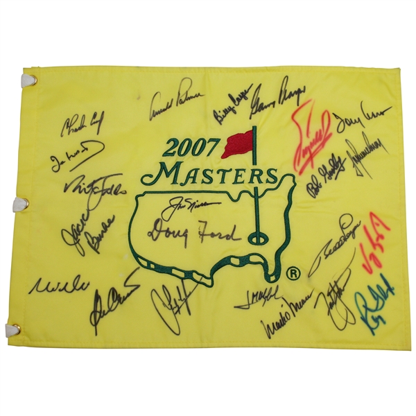 Big Three Plus other Masters Champs Signed 2007 Masters Flag - Nicklaus & Ford Center JSA ALOA