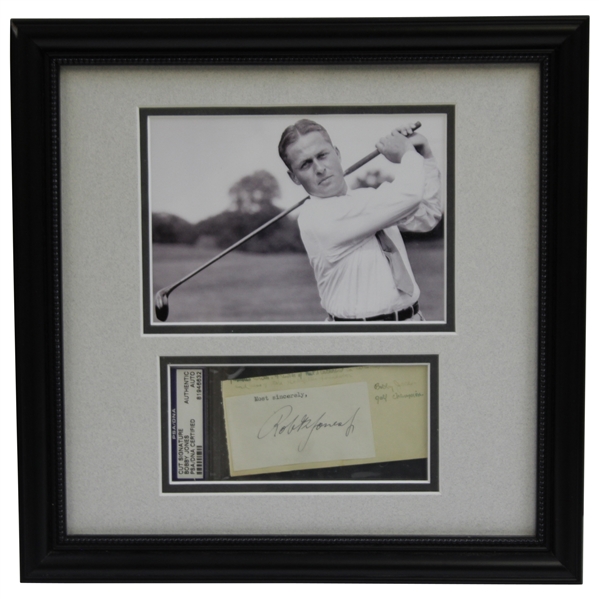 Bobby Jones Early 1930s Signed Cut with 5x7 B&W Photo - Framed PSA/DNA #81946632