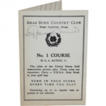 Francis Ouimet & Sam Snead Signed Brae Burn Country Club Scorecard JSA ALOA