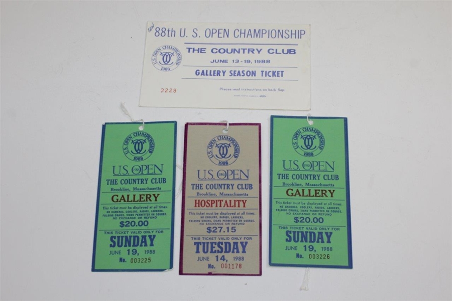 1988 US Open at The Country Club-Brookline Tickets, Program, Spec Guide, & Booklet