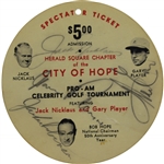 Jack Nicklaus, Jackie Robinson, & Gary Player Signed City of Hope Pro-Am Ticket BECKETT #0011628591