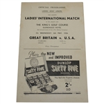 1936 Ladies International Match at The Kings Golf Course Official Program - Great Britain vs U.S.A.