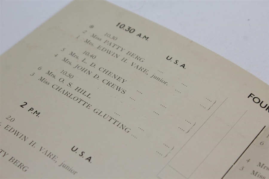 1936 Ladies' International Match at The King's Golf Course Official Program - Great Britain vs U.S.A.