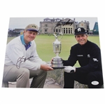 Jack Nicklaus & Gary Player Signed 11x14 Holding Claret Jug on Swilcan Bridge Photo JSA #P56134