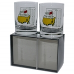 2001 Masters Tournament Low Ball Whiskey Drinking Glasses in Original Box - Tiger Win