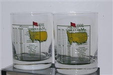 2001 Masters Tournament Low Ball Whiskey Drinking Glasses in Original Box - Tiger Win