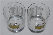 2001 Masters Tournament Low Ball Whiskey Drinking Glasses in Original Box - Tiger Win