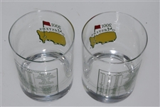 2001 Masters Tournament Low Ball Whiskey Drinking Glasses in Original Box - Tiger Win