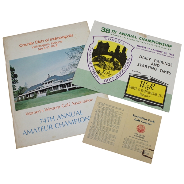 1974 Women's Western Amateur Program with 1968 Tran-Mississippi Pairings Sheet & Recreation Park Scorecard