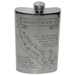 Royal Troon Pewter Flask with Course Layout & Scorecard Engraved - Great Condition in Original Box