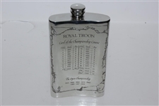 Royal Troon Pewter Flask with Course Layout & Scorecard Engraved - Great Condition in Original Box