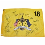 Full United States Team & Captain Signed 2008 Ryder Cup at Valhalla Yellow Screen Flag JSA ALOA