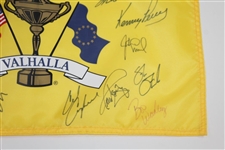 Full United States Team & Captain Signed 2008 Ryder Cup at Valhalla Yellow Screen Flag JSA ALOA