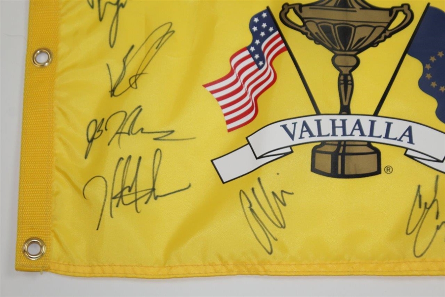 Full United States Team & Captain Signed 2008 Ryder Cup at Valhalla Yellow Screen Flag JSA ALOA