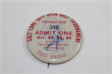 1930 Junior Chamber of Commerce of Salt Lake City First Annual Open Golf Tourney Program & Badge