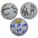 Bob Goalby 68 & Jack Burke 56 Masters Logo & Vijay Singh Signed Golf Balls JSA ALOA
